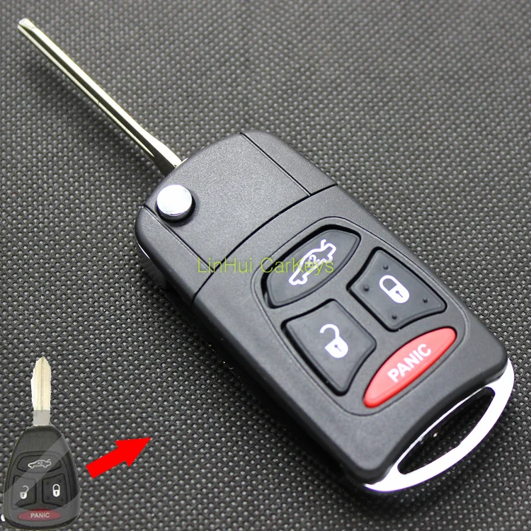 

PINECONE for CHRYSLER 300C SEBRING JEEP WRANGLER COMPASS 3+1 Buttons Uncut Brass Blade Modified Remote Key Shell 1 PC No Seat