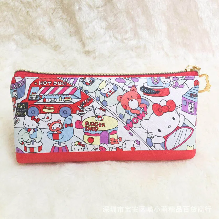 

IVYYE KT Cat Series Anime Cosmetics Bags PU Zipper School Pencil Case Storage Pen Bag Multifunction Pouch Stationery New