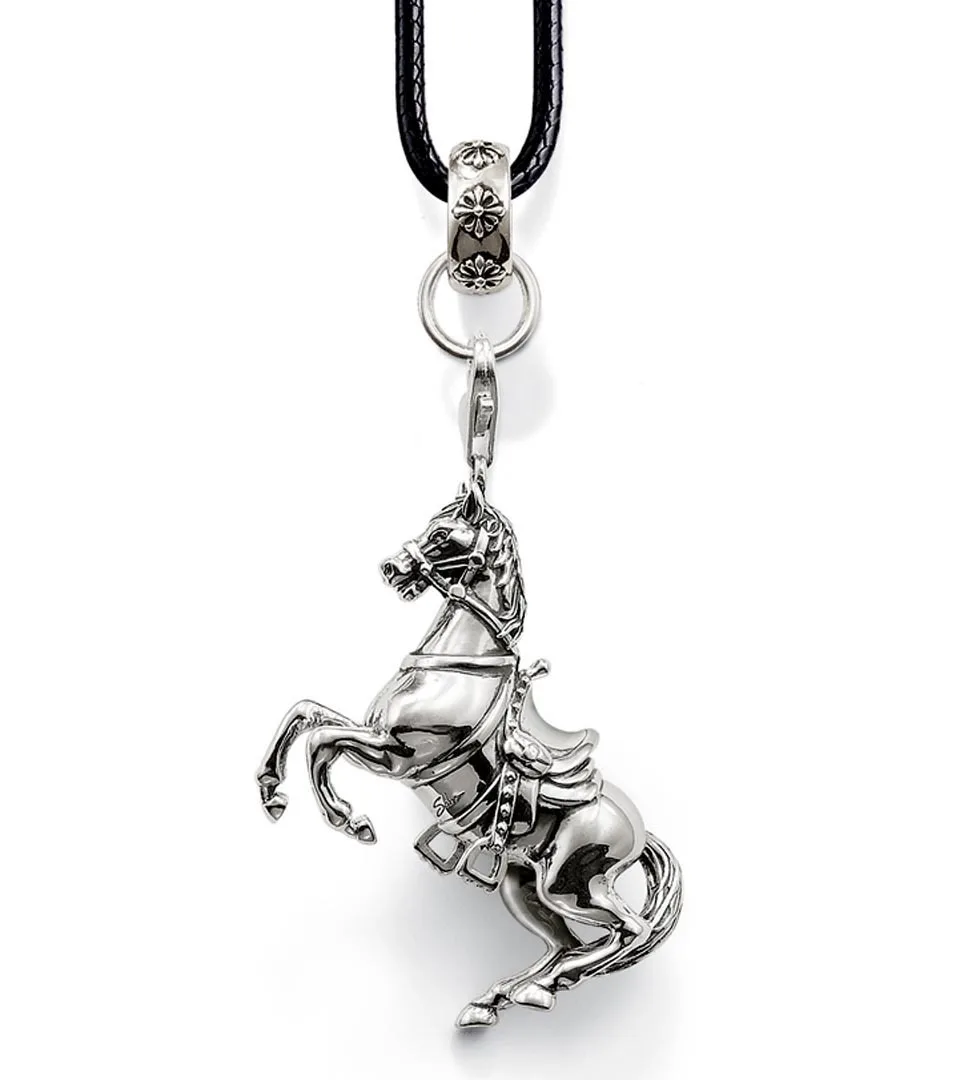 Horse Necklace Statement Vintage Collier Maxi Jewelry Choker Women Men Kolye Pendants Collares Colar Bijoux Femme Leather Chain