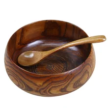 Большая суповая миска из дерева ручной работы, контейнеры для здорового питания, традиционные обеденные блюда, винтажный стиль bassie в японском стиле