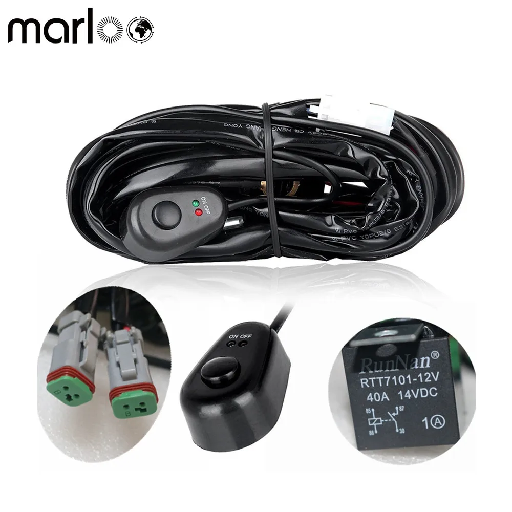 

Marloo 2 Leg Off Road ATV/ Car LED Light Bar Wiring Harness 12 Voltage - 40 Amp Relay ON/OFF Switch For LED Work Light Bar Lamp