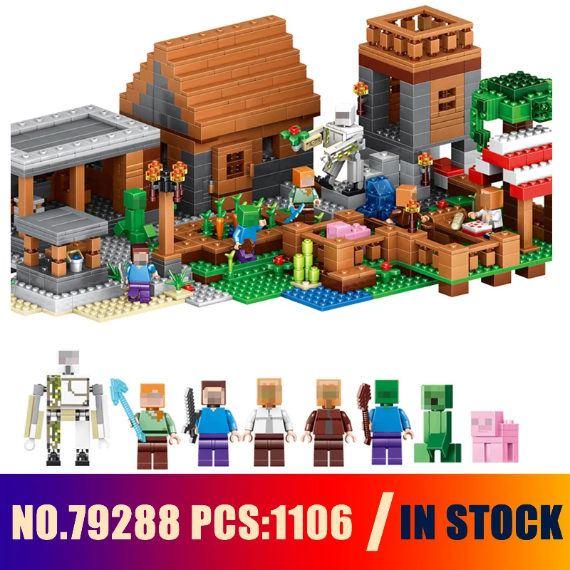 

Compatible with lego 21128 Models building 79288 My World Village Marketplace Adventures Steve Building Blocks toys & hobbies