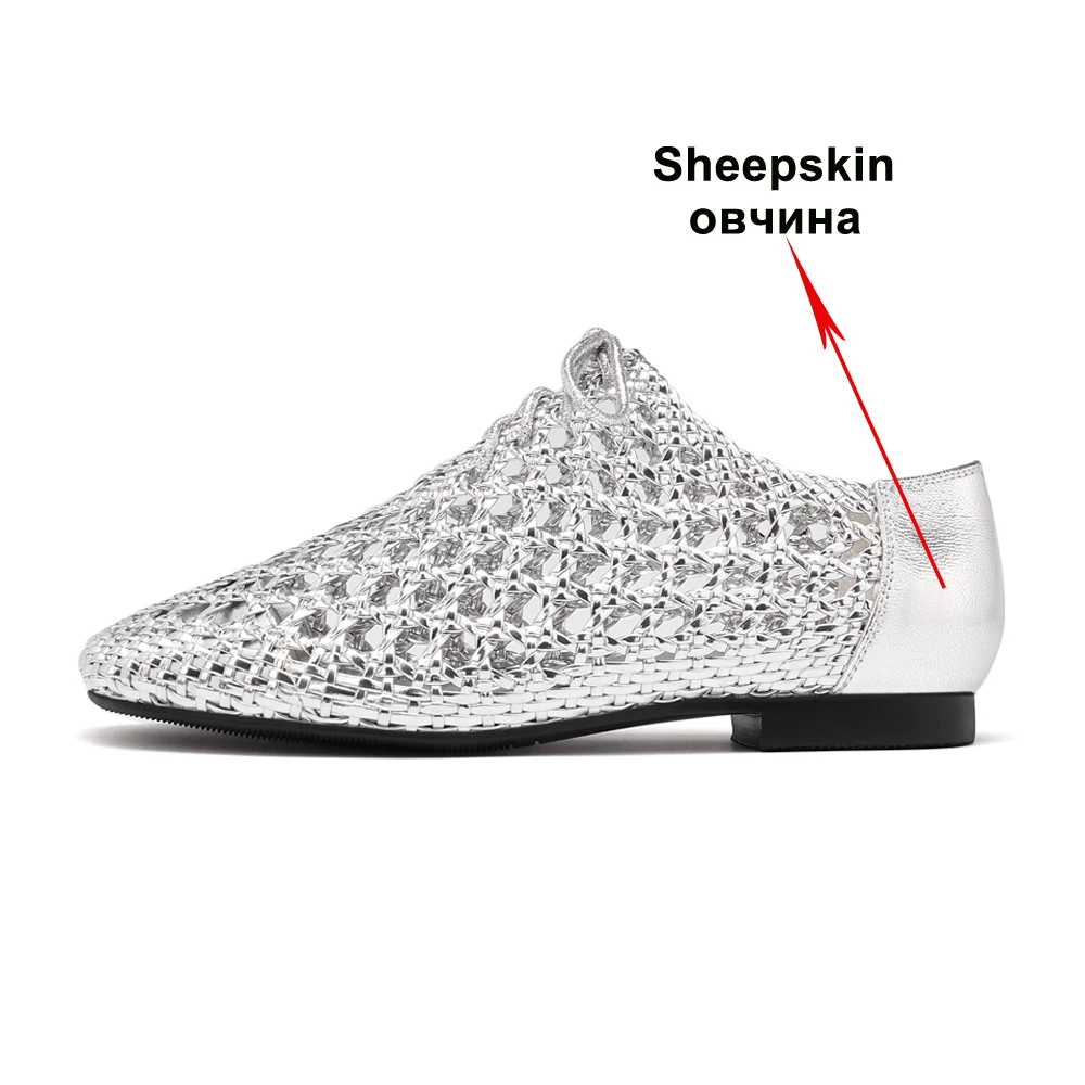 Meotina/Женская обувь из овчины на плоской подошве натуральной кожи с вырезом
