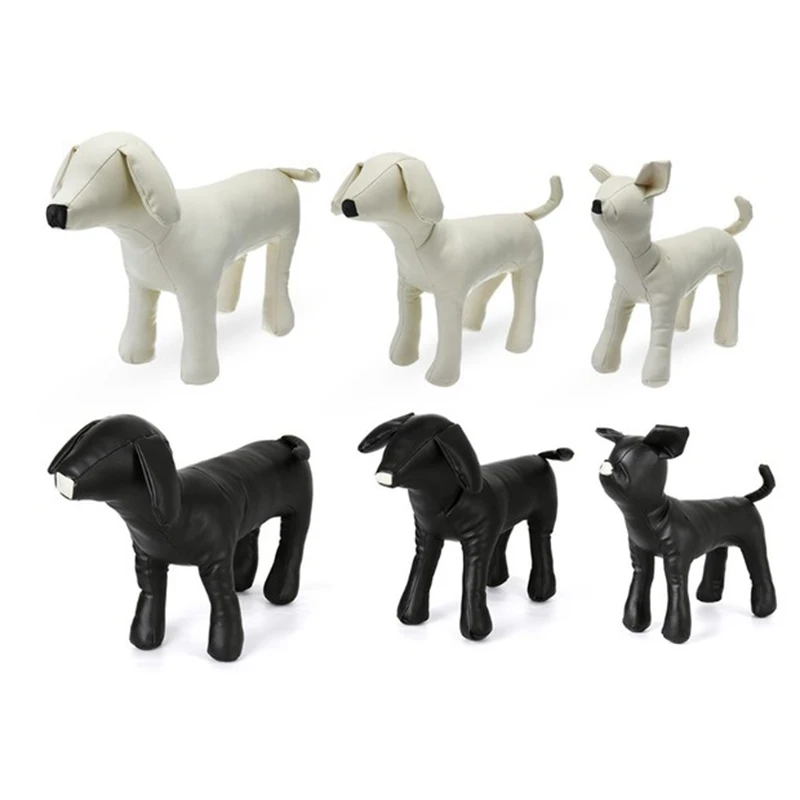 Leather Dog Mannequins Standing Position Dog Models Toys Pet Animal Shop Display Mannequin White S