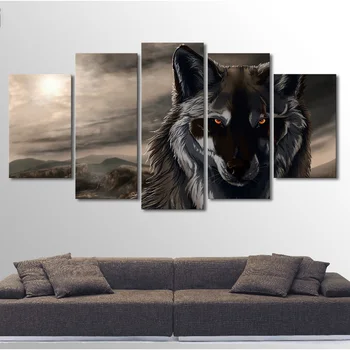 

Modern Wall Art Home Decor Pictures 5 Pieces Animal Wolf Canvas Painting Poster Wall Decoration Artwork Canvas Print Pictures
