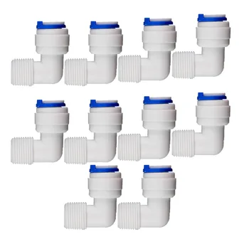 

10 PCS 3/8" OD Hose Quick Connection 3/8" Pipe Elbow Union Connector RO Water Reverse Osmosis Aquarium System Connector Fitting