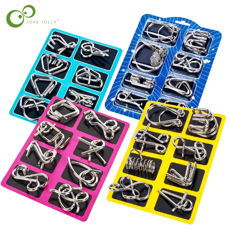 8PCS/Set Materials Metal Montessori Puzzle Wire IQ Mind Brain Teaser Puzzles for Children Adults Anti-Stress Reliever Toys GYH 1