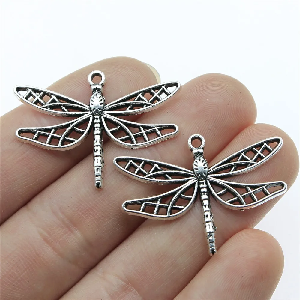 

WYSIWYG 8pcs 34x25mm Dragonfly Charm Pendants For Jewelry Making Antique Silver Dragonfly Pendants Charm Dragonfly