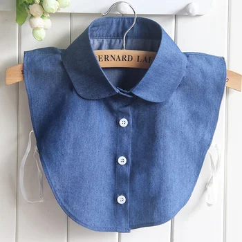 

Blue Fake Collar For Women Jeans Detachable Shirt Collars Accessories Fake Denim Collar