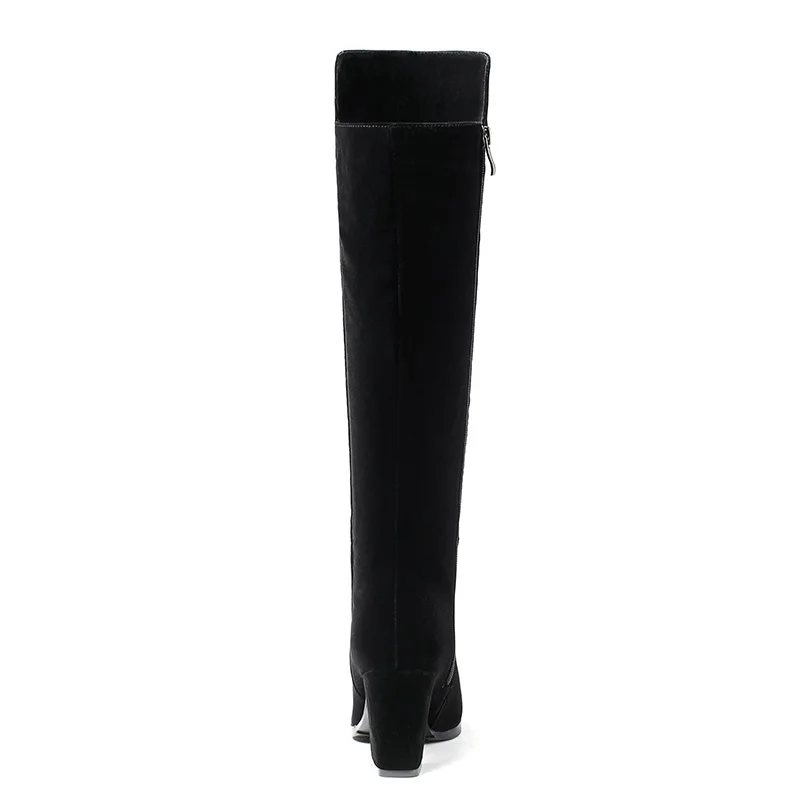 En Noir Femme Talons Flock Genou Femmes Charme Wetkiss Épais D'hiver Chaussures Bottes Métal Pour Glissière Haute À YeDHIWE29