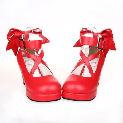 Puella Magi Madoka Magica Kaname Madoka; обувь для костюмированной вечеринки ручной работы с милым бантом в стиле принцессы Лолиты для девочек - Цвет: red