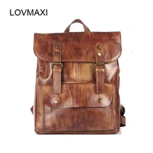 LOVMAXI винтажные мужские рюкзаки из натуральной кожи в стиле ретро коричневые кожаные мужские сумки Деловые повседневные Рюкзаки высокого качества