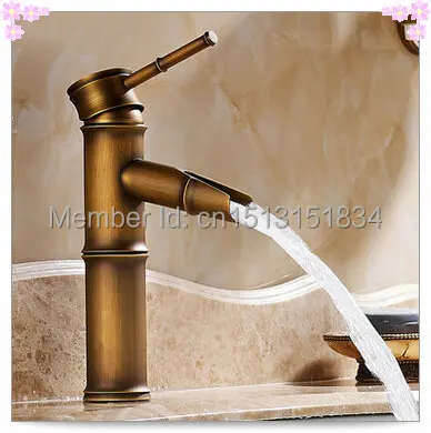Antique brass bathroom faucet bamboo shape brushed mixer tap deck mounted torneiras torneira para banheiro | Обустройство дома