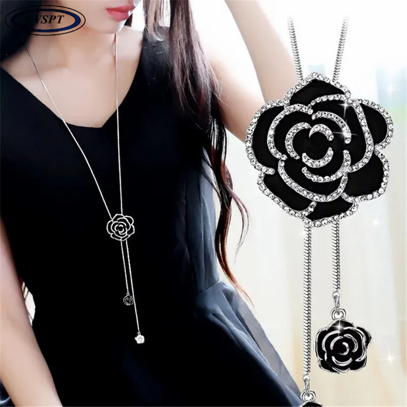 BYSPT длинное ожерелье со снежинками модный хрустальный цветок лебедь кулон "тюльпан" ожерелье с регулируемой цепочкой для свитера