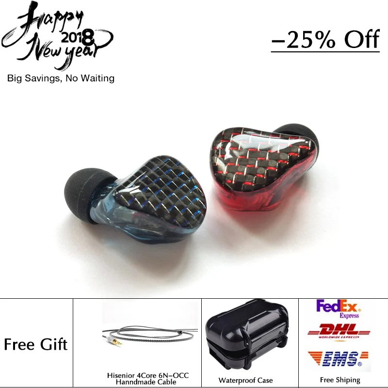 Hisenior B6 6 12BAs Universal Fit Balanced Armature In Ear Monitor UIEM Noise Cancelling Custom Earphone