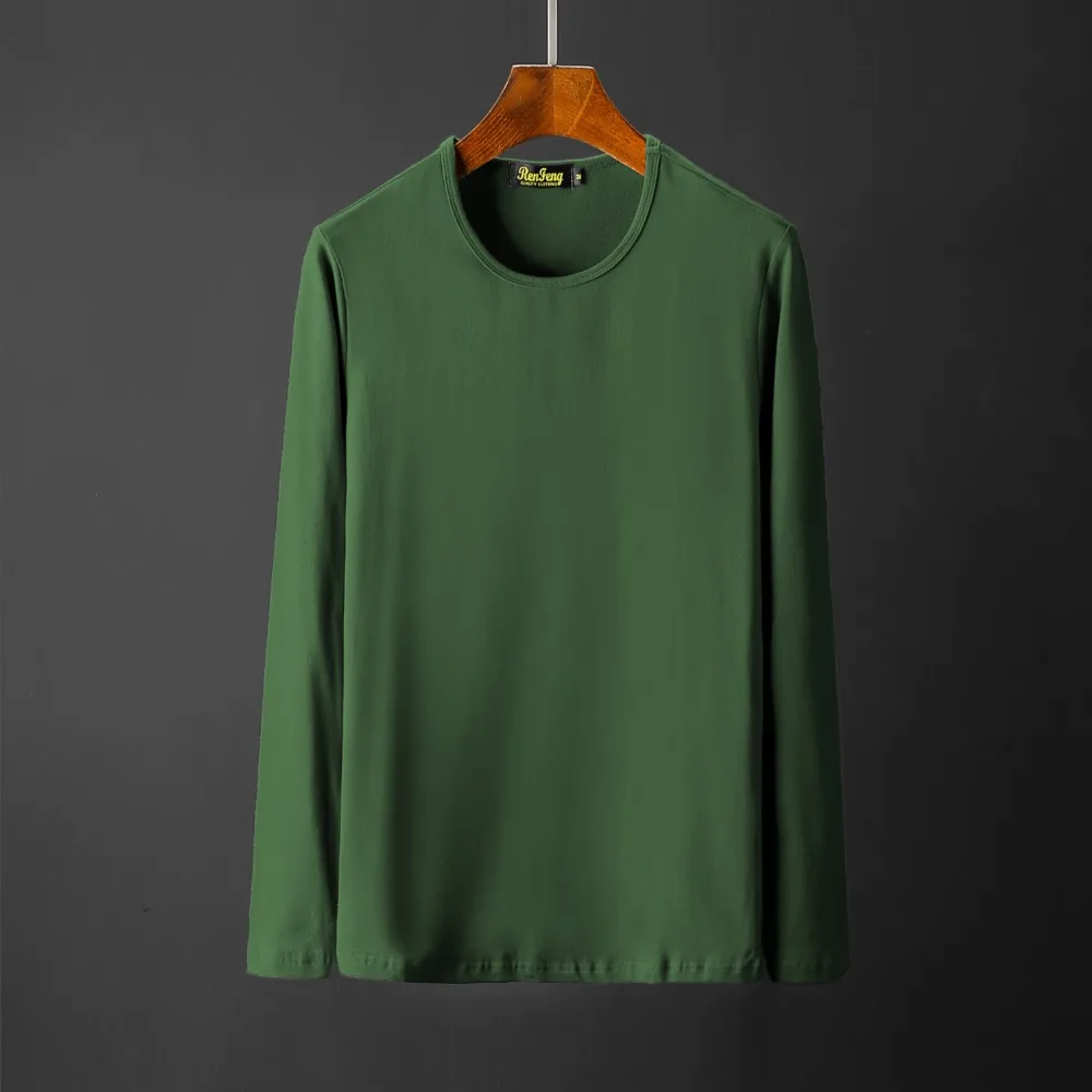 Men's Cotton Solid color underwear clothing close-fitting Long sleeve Relax breathable strench O neck undershirts Cool shirt (12)