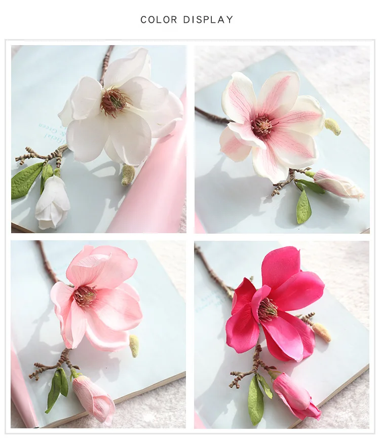 JAROWN Artificial Magnolia Silk Flower Branch Fake Flower Fleur Artificielle Flores Arrange Table Wedding Decor Party accessory  (1)