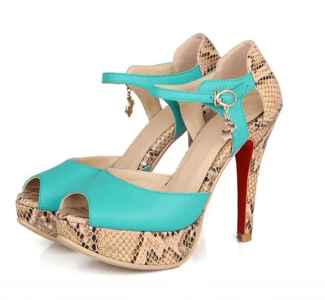 

New European and American fashion serpentine high-heel fish sandals stitching together with high heels sandals