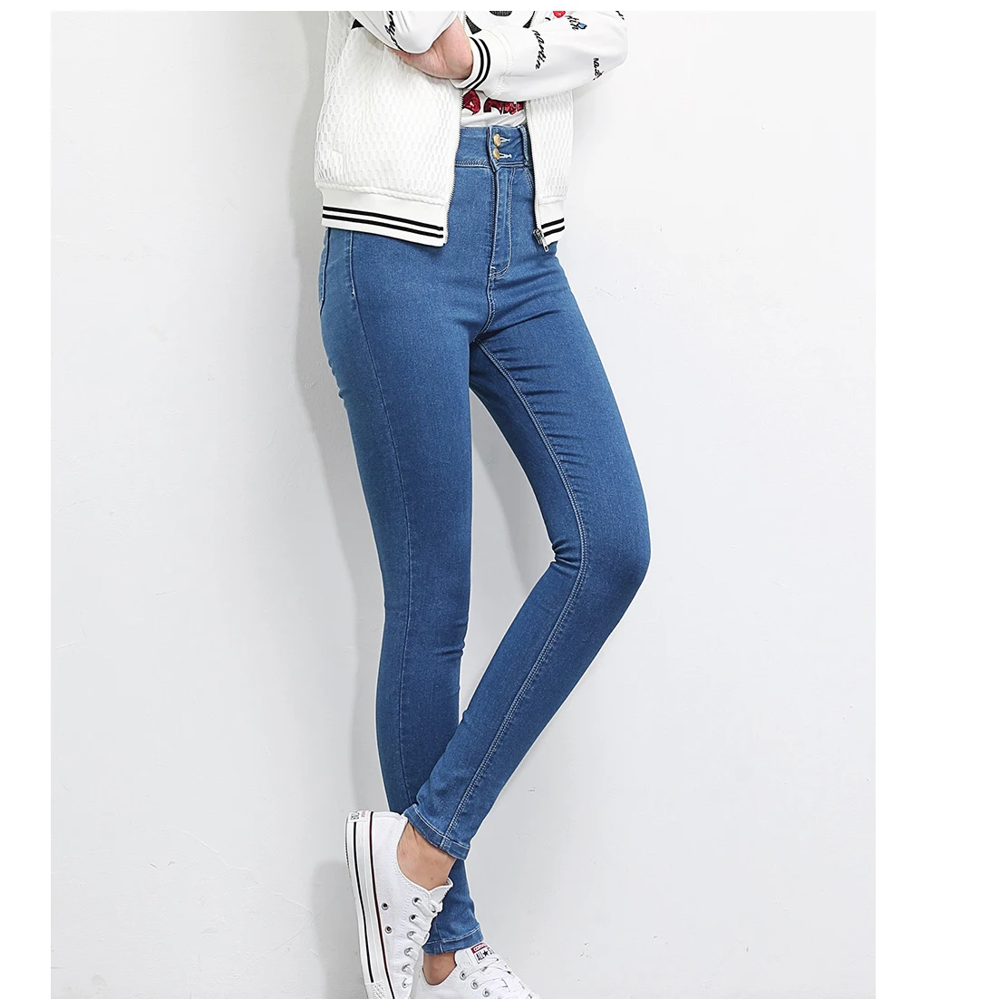 Plus Size Zipper Women Jeans High Waist Blue Pants Women High Elastic Skinny Pants Stretchy Women Trousers womens clothing Plus Size Zipper Women Jeans High Waist Blue Pants Women High Elastic Skinny Pants Stretchy Women Trousers womens clothing