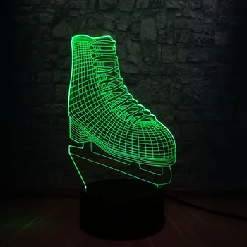 

3D RGB LED Night Light Ice Blade Hockey Skate Shoes Acrylic Multicolor Change Table Lamp for Kids Gift Sporting Room Decor LAVA