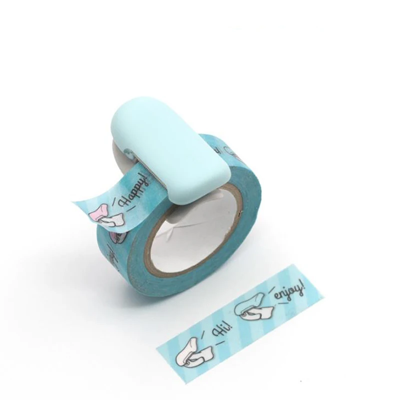 

1 Pcs Simple Japanese Stationery Mini Colorful Washi Tape Dispenser Portable Plastic Masking Tapes Cutter Office School Supplies