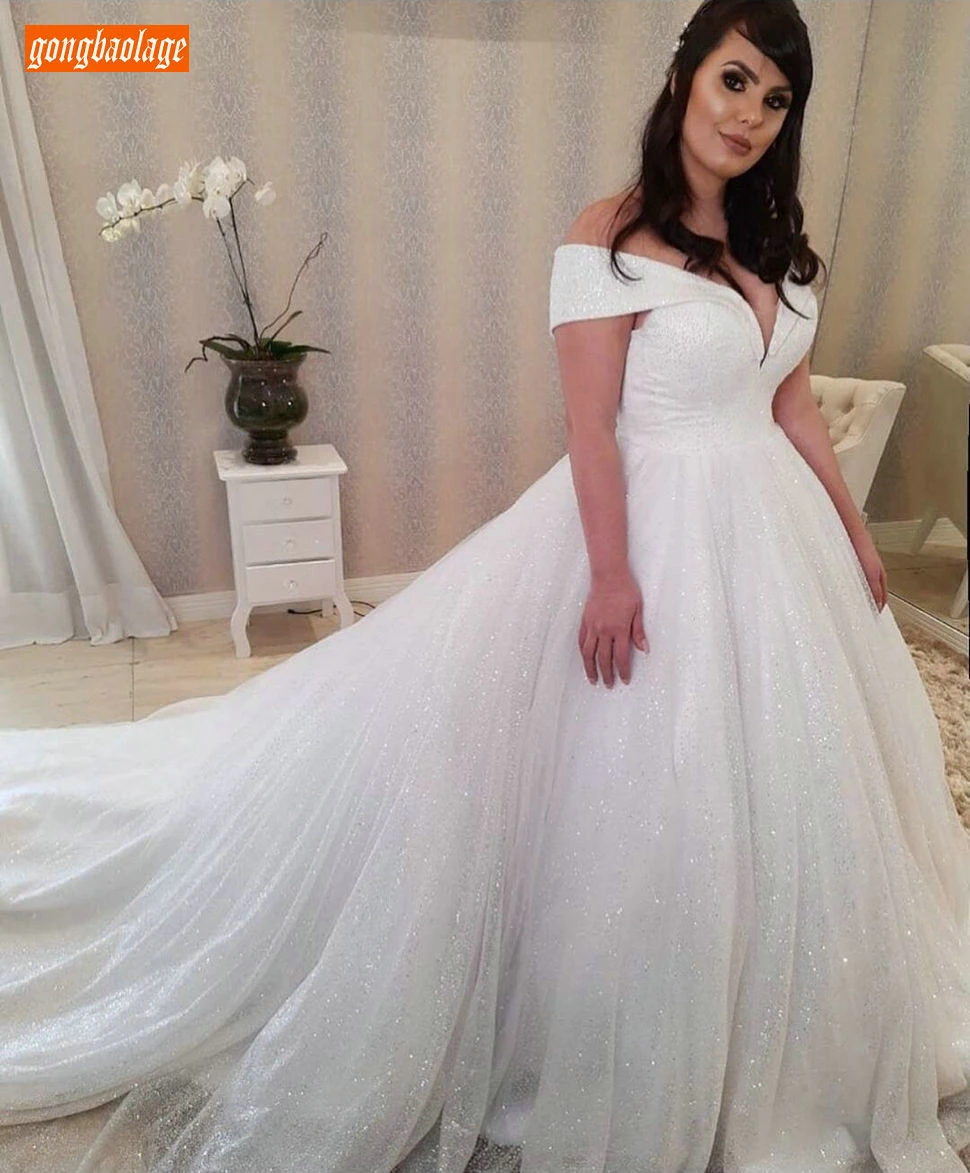 

Sumptuous White Wedding Dress Long Off Shoulder Tulle Ball Gown Wedding Dresses Church Princess Customized Bridal Gowns On Sale