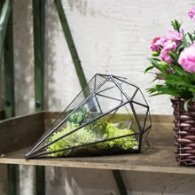 Handmade Eight surfaces Diamond Shape Geometric Glass Terrarium Tabletop Plant Succulents Planter Pot Decorative Container Gift