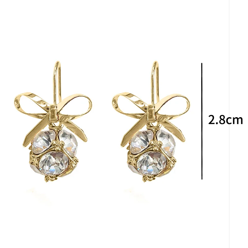 European and American fashion long bow copper material women's ear nail party earrings