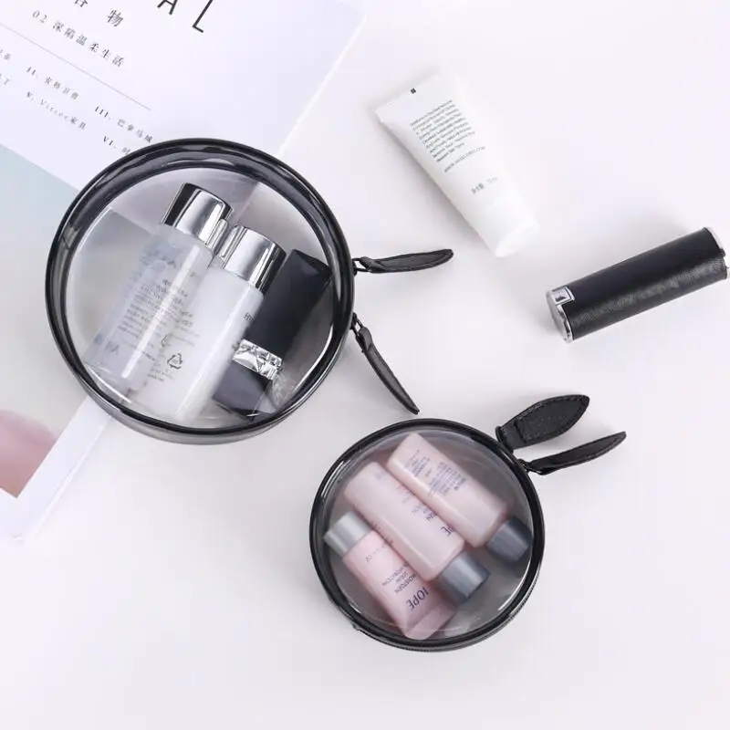 Portable Travel Bag Waterproof Transparent PVC Cosmetic Supplies Spot Simple Cosmetic Bags Bathroom Storage Stuff Round Square