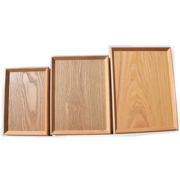 

Japanese Style Wood Plate Rectangle Solid Inclined Tray Dinner Plate Tea Tray 2 Colors 3 Different Sizes