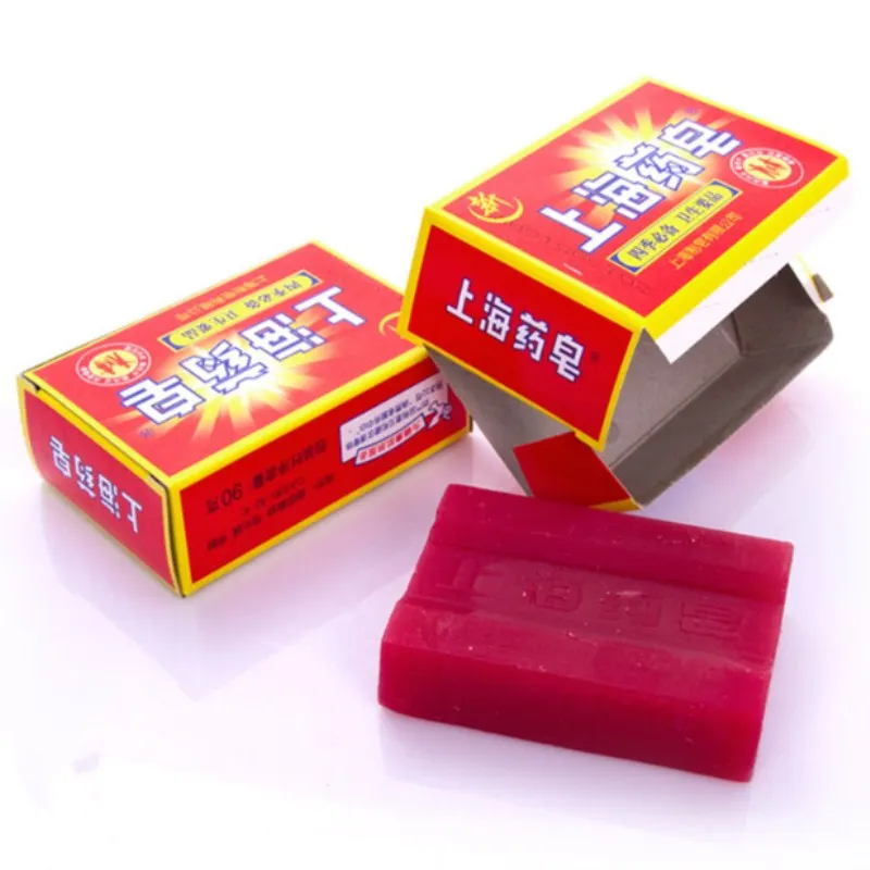 1Pc 90g Transparent Red China Medicated Soap 4 Skin Conditions Acne