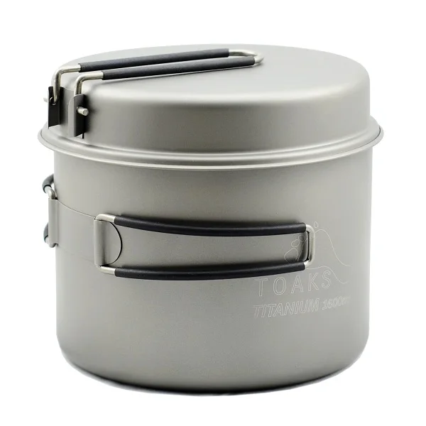 TOAKS Titanium Pot Set Titanium Camping Cookware Set Camping Pot Titanium Fry Pan 1600ml TOAKS Titanium Pot Set Titanium Camping Cookware Set Camping Pot Titanium Fry Pan 1600ml