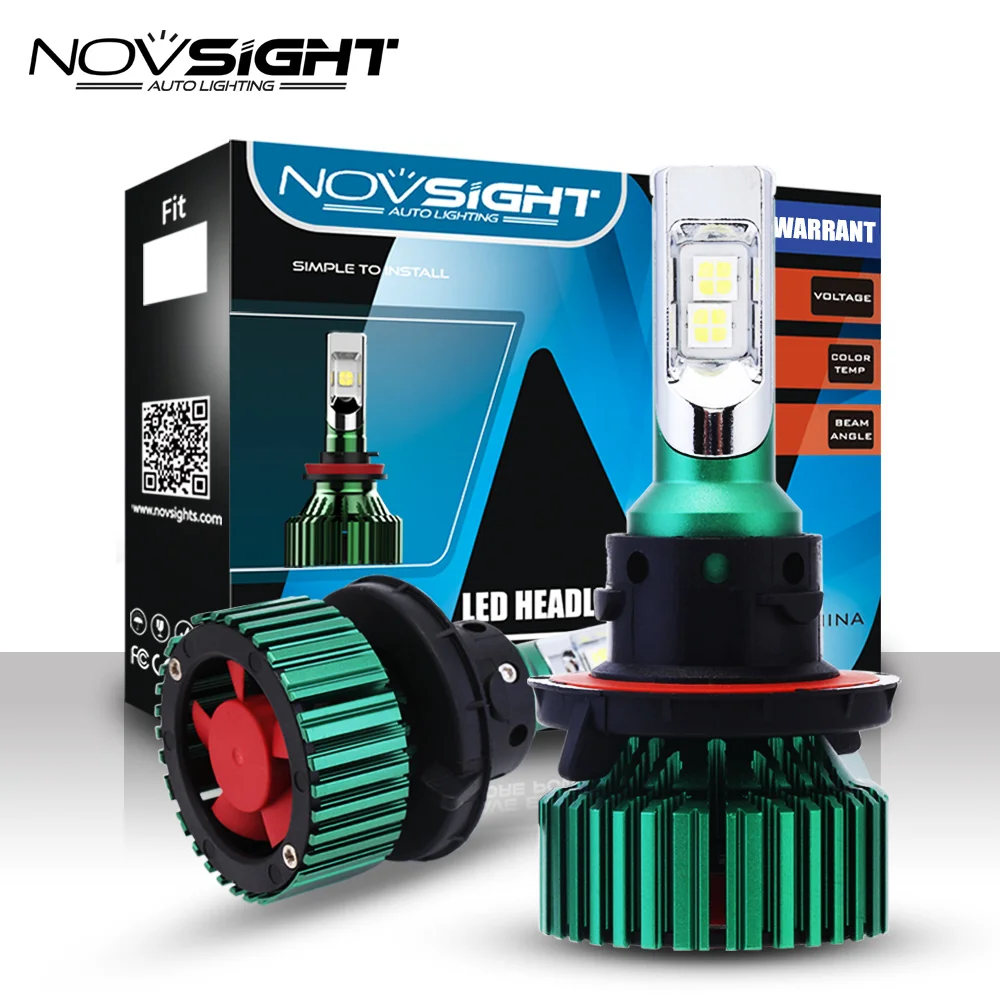 

NOVSIGHT 60W 16000LM H13/9008 Auto Car LED Headlights Hi/lo Beam Driving Fog Light Bulbs Fog Lamps 6500K D45