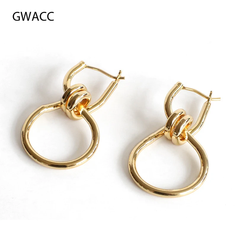 

GWACC New Spiral Winding Drop Earrings For Women Gold Color Copper Alloy Dangle Earrings Minimalist Earrings For Jewelry 2019