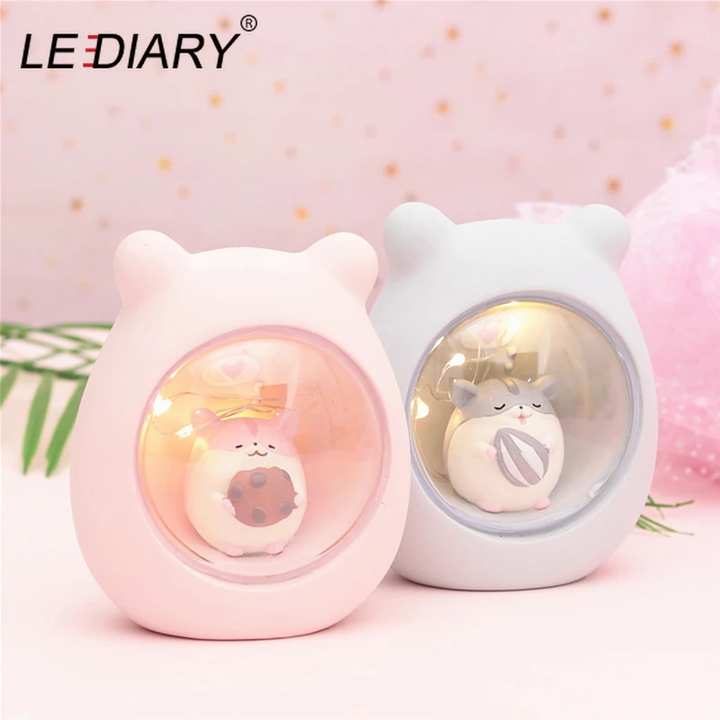LEDIARY ins хит Светодиодные ночные светильники из смолы милые животные хомяк