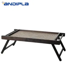 Японский стиль твердой древесины бамбуковая плетеная чайный столик винтажная складывающаяся подставка для хранения складывающаяся настольная домашняя офисная кофейная мебель чайная посуда