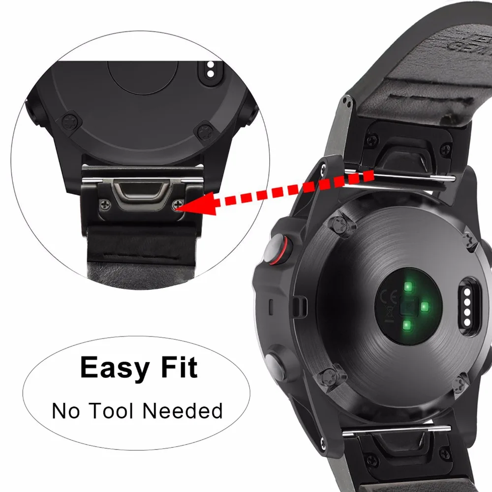 Ремешок для часов из натуральной кожи Garmin Fenix 5X/5X Plus/935/5/3/3HR/Forerunner/Approach S60|Ремешки
