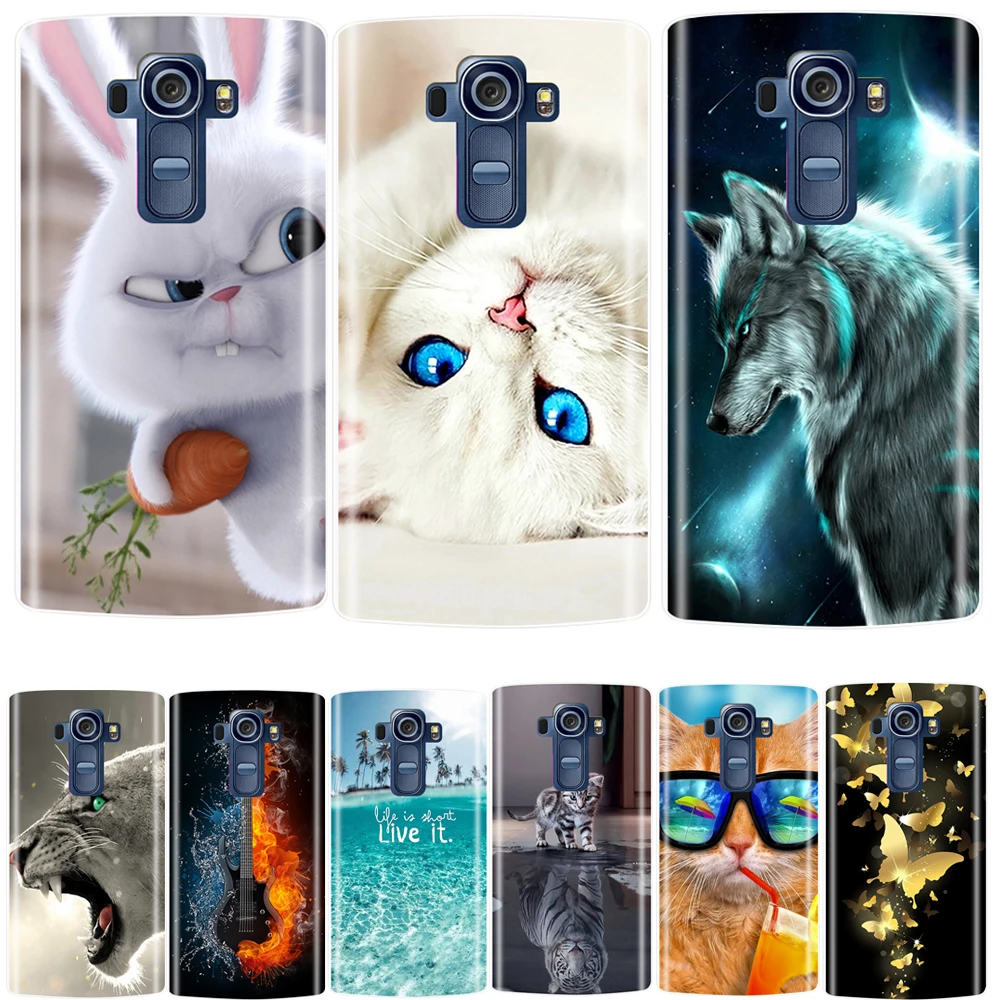 

Phone Case For LG G4 Soft Silicone TPU Cute Cat Flower Painted Back Cover For LG G4 H810 H815 H818 Case
