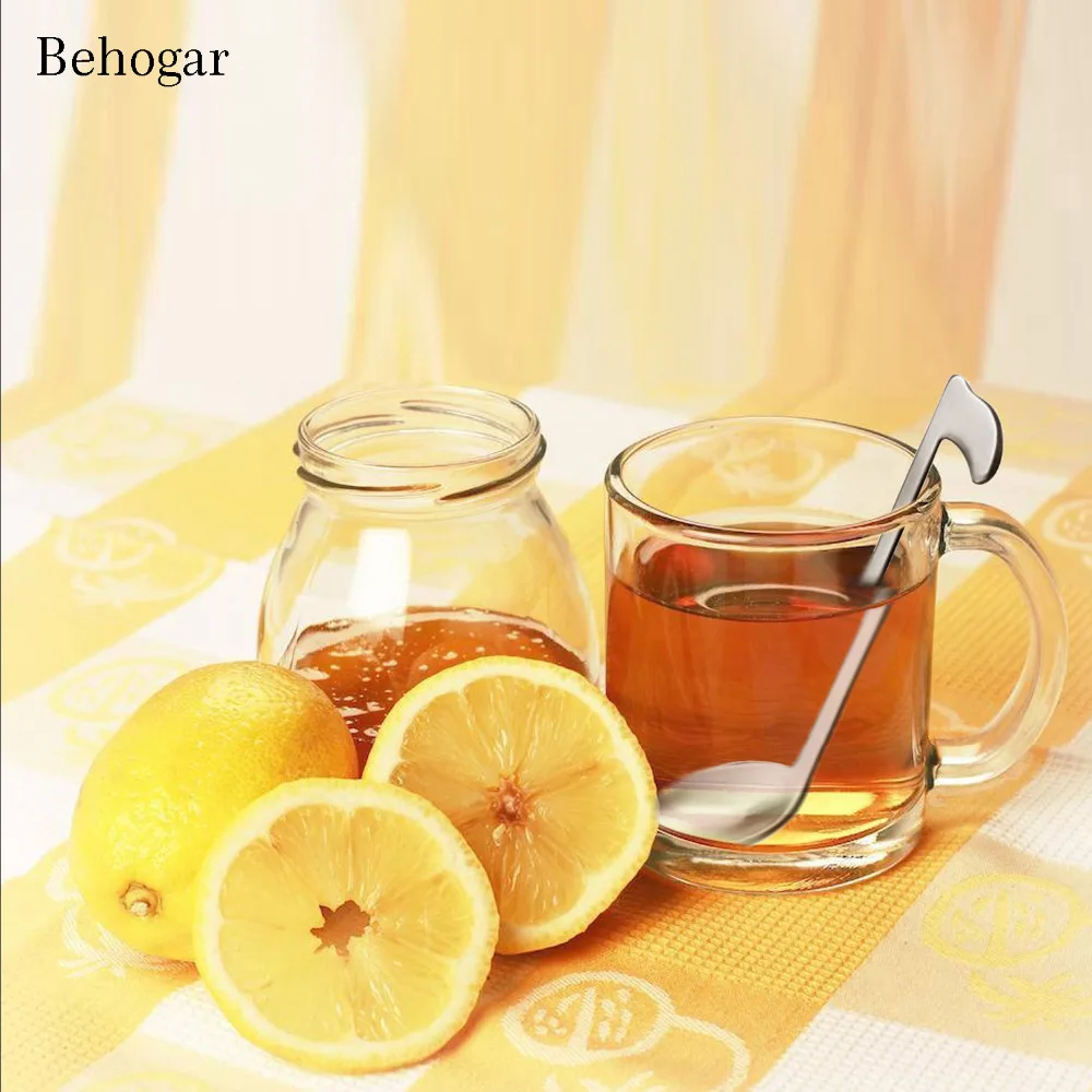 Behogar 6 шт. чайная музыкальная нотка из нержавеющей стали кофейная ложка для