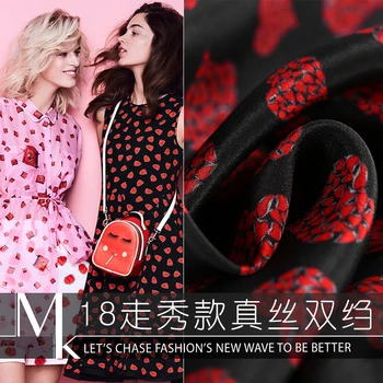 

Red heart silk crepe de chine fabric16 mm soft micro-transparent shirt dress chinese silk fabric wholesale silk cloth