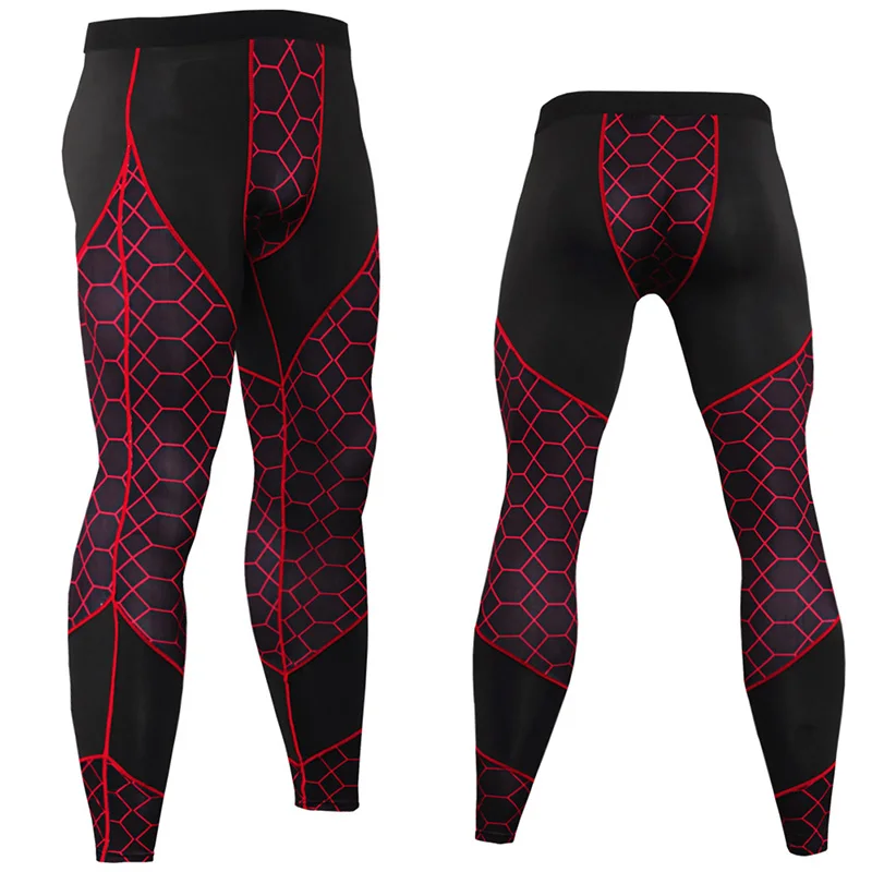 

Mix Size Men's Fitness Trousers Printing Stitching Quick-Drying Tight-Fitting Stretch Running Training Wicking Trousers