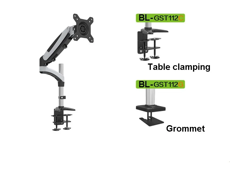 Алюминиевый сплав, газовая пружина, полный рабочий стол, 15-27 дюймов, ЖК-дисплей, светодиодный держатель для монитора, моноблок для ПК, кронштейн, загрузка 9-20 кг