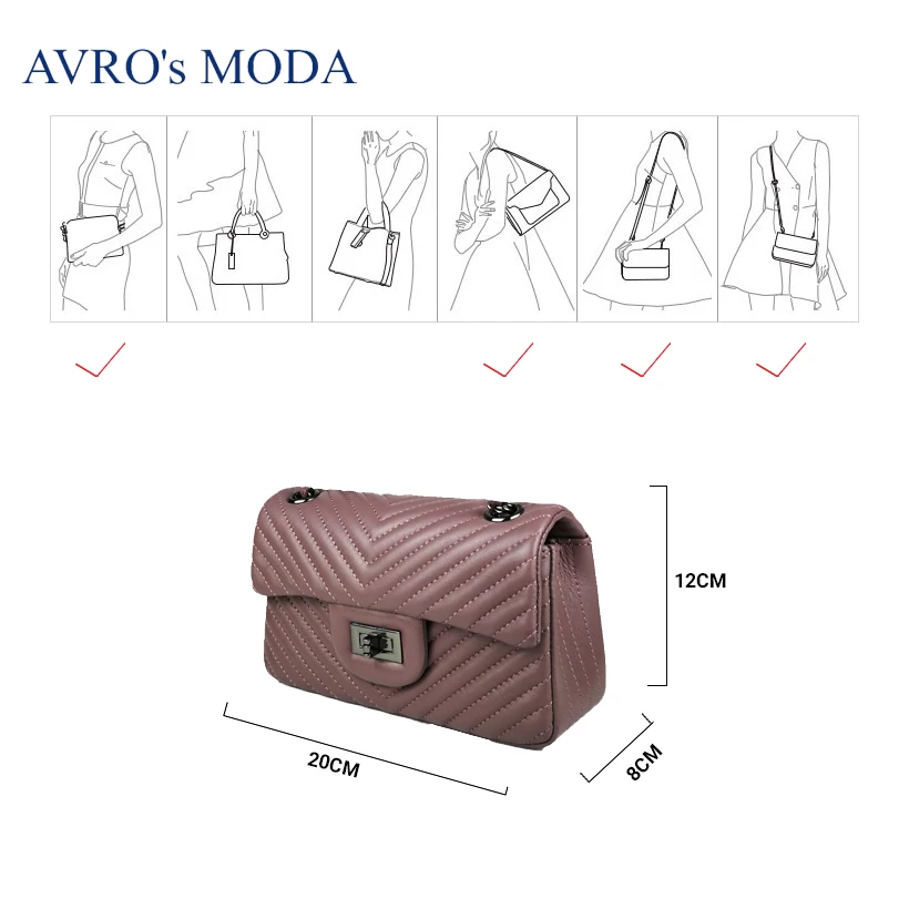 Женские сумки через плечо AVRO's MODA из натуральной кожи на цепочке|Сумки с ручками|