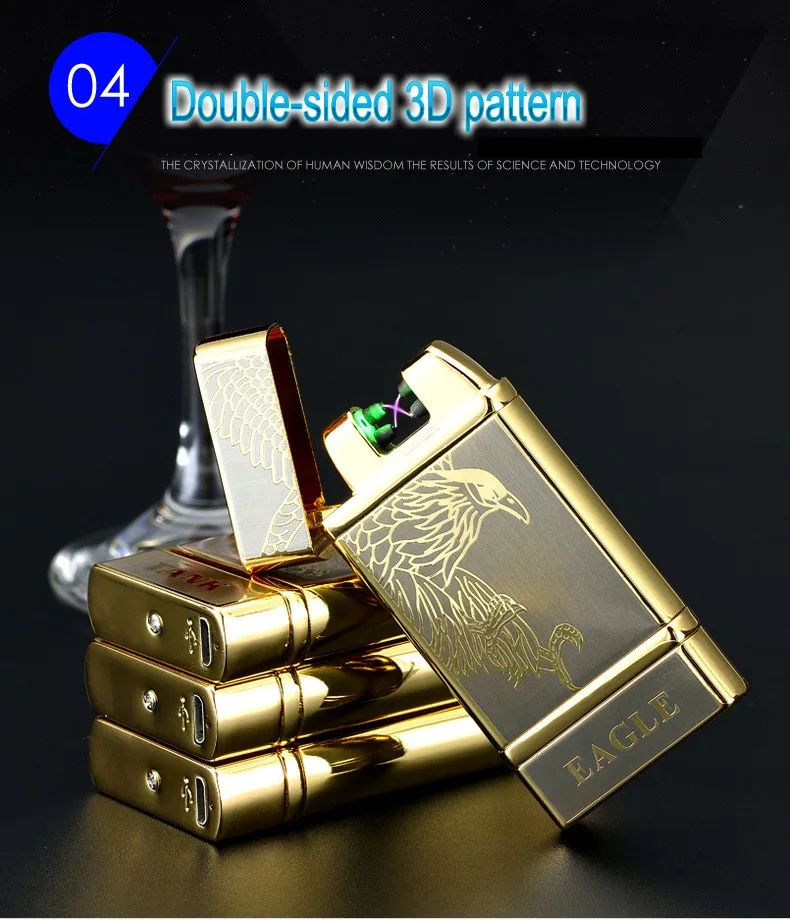 Новинка 2017 Электронная USB зажигалка 2 Cross arc двойные дуговые импульсные зажигалки