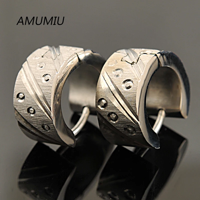 AMUMIU Free shipping 316L Stainless Steel Men Earrings For Biker Rocker