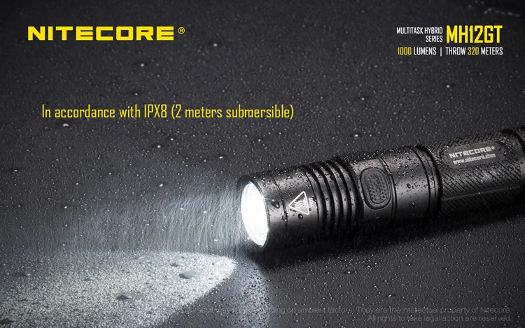 Топ продаж NITECORE MH12GT 1000LM светодиодный 18650 3400mah аккумулятор USB Перезаряжаемый Фонарик поисково-спасательный портативный фонарь