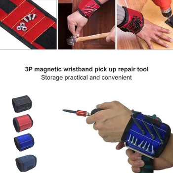 

3P Polyester Magnetic Band Portable tool Bag Electrician Wrist Belt Drilling tool Holder Screws Nails Repair tools