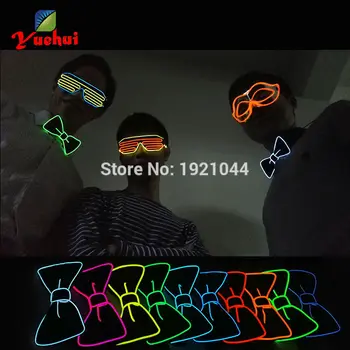 

2020 Sound activated 10 Colors Fashion Cravat Glowing Flashing EL Bow Tie electronic DJ's LED bowTies for party ,bar,club, DJ