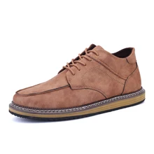 New Autumn Fashion Thick Heel Mens Casual Shoes British Style Vintage Popular High Quality Medium Top Men Single Shoes