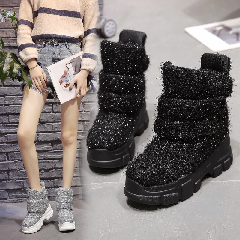 

2018 winter platform warm Martin boots fashion high-end suede comfortable plus velvet women's boots.